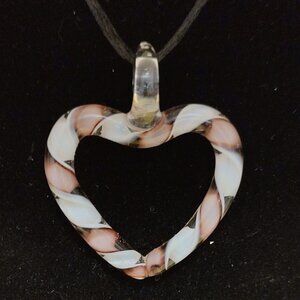 Murano Pink and White Heart shaped Pendant.
